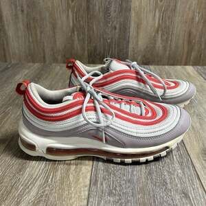 Nike Air Max 97 Womens Size 9 Shoes White Gray Red CI7388-002 Reflective Shoes